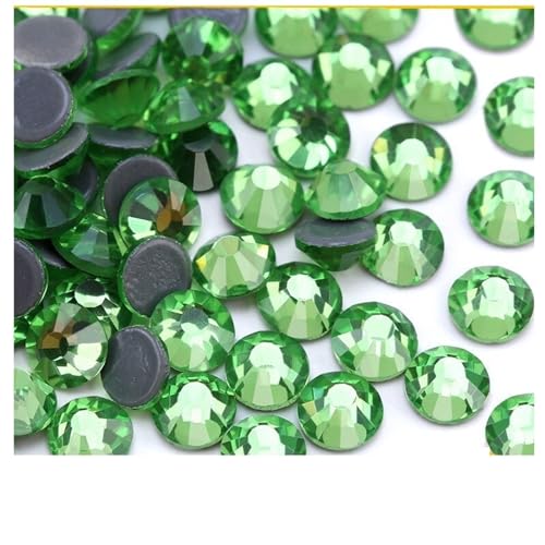 DUNSBY Hotfix Strasssteine Green Series Color Better DMC Hotfix-Strasssteine, Glas-Strasssteine, Hotfix-Strasssteine ​​zum Aufbügeln, Nähen, Stoffdekorationen(Peridot,SS12 1440pcs) von DUNSBY