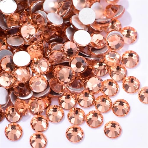 DUNSBY Hotfix Strasssteine Kristall AB Glitzer Strass Glas Nicht Hotfix Strasssteine ​​Flatback Diamant Nail Art Dekorationen(Champagne,SS50-144pcs) von DUNSBY