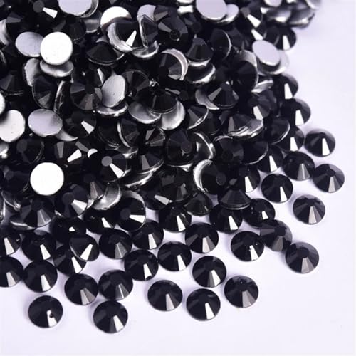 DUNSBY Hotfix Strasssteine Kristall AB Glitzer Strass Glas Nicht Hotfix Strasssteine ​​Flatback Diamant Nail Art Dekorationen(Jet Black,SS40-144pcs) von DUNSBY