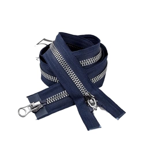 DUNSBY Reißverschluss Doppelschieber mit offenem Ende, Zwei-Wege-Reißverschluss for Tasche, Jacke, Kleidung, Heimwerken, dekoratives Nähen, Reparaturzubehör(Blue,120cm-5Pcs) von DUNSBY