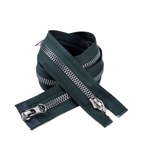 DUNSBY Reißverschluss Doppelschieber mit offenem Ende, Zwei-Wege-Reißverschluss for Tasche, Jacke, Kleidung, Heimwerken, dekoratives Nähen, Reparaturzubehör(DarkGreen,120cm-2Pcs) von DUNSBY