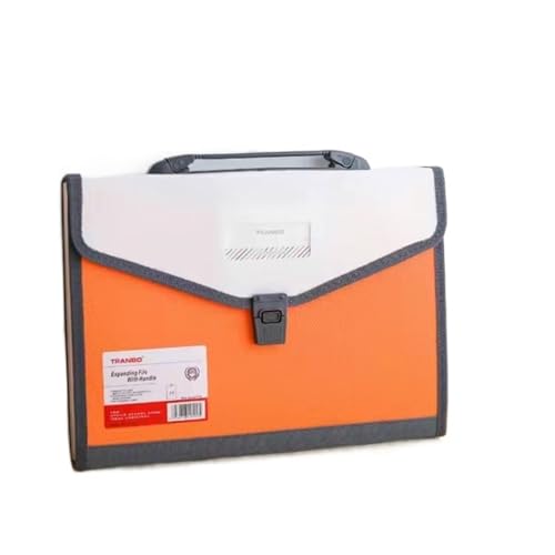 Fächermappe Große Kapazität, 13 Fächer, A4, erweiterbare Brieftasche, Aktenordner, Papierdokumentenaufbewahrung, Orgeltaschenhalter, Büro, Schule, Organizer (Color : Orange) von DUNSBY