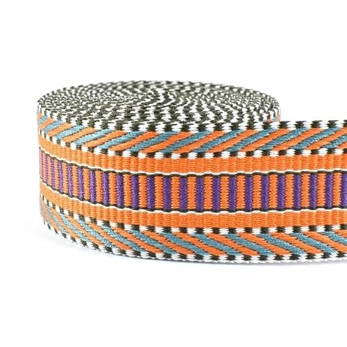 Gurtband 5 Meter 38 mm Jacquard-Gurtband for Taschengurt, ethnisches Band, Gepäck, Dekor, Nähen, Schrägband, DIY-Gürtel, Schuhe, Zubehör(RD155-Orange) von DUNSBY