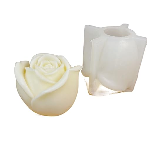 Kerzen Formen Silikon 3D große Rosenkerze Silikonform Valentinstag Rosenkuchen Schokoladensilikonform Heimdekoration Harz Gipsform (Color : 3pcs set mold) von DUNSBY