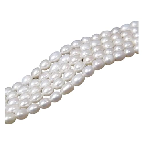 Perlenkette Weiße natürliche Perle Perlen Süßwasser Reis Form Perle lose Perlen for Schmuck machen DIY Armband Halskette Zubehör für Hochzeit DIY Dekoration(1 White oval) von DUNSBY