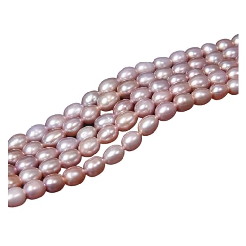 Perlenkette Weiße natürliche Perle Perlen Süßwasser Reis Form Perle lose Perlen for Schmuck machen DIY Armband Halskette Zubehör für Hochzeit DIY Dekoration(2 Purple oval) von DUNSBY