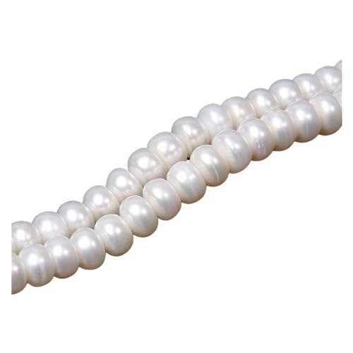Perlenkette Weiße natürliche Perle Perlen Süßwasser Reis Form Perle lose Perlen for Schmuck machen DIY Armband Halskette Zubehör für Hochzeit DIY Dekoration(5 White 7-8mm) von DUNSBY