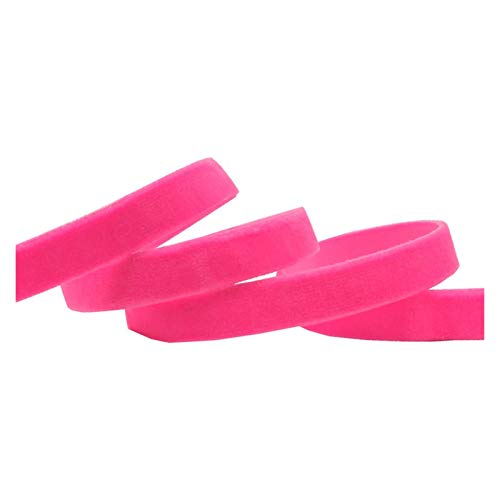 DUO ER 10mm 10yards Velvet Elastic Band DIY Handgemachte Haar-Zusätze Material Hochzeit Geschenkverpackung Dekoration Zubehör (Farbe : Neon Pink) von DUO ER