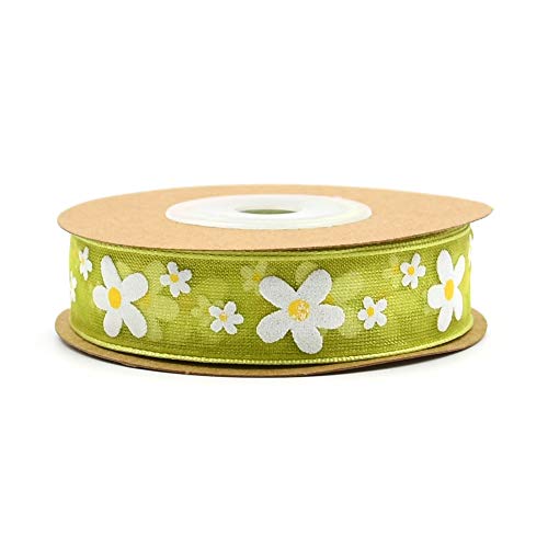 DUO ER 15mm / 20mm 10m / Rolle gedruckte Blume Organza Frühlingsbänder for die Herstellung von Kopf Schmuck Hochzeitsfeier Dekorative DIY Geschenkboxverpackung (Farbe : Green 15mm) von DUO ER