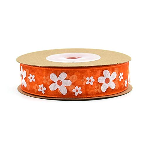 DUO ER 15mm / 20mm 10m / Rolle gedruckte Blume Organza Frühlingsbänder for die Herstellung von Kopf Schmuck Hochzeitsfeier Dekorative DIY Geschenkboxverpackung (Farbe : Orange 15mm) von DUO ER