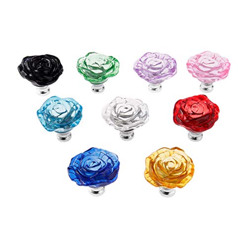 DUO ER 1pc 50mm Crystal Rose Glas Klar Knob Möbel Küchenschubladenschränke Griffe Kommode Wandschrank Pulls Knob Home Decor Bunte (Farbe : B) von DUO ER