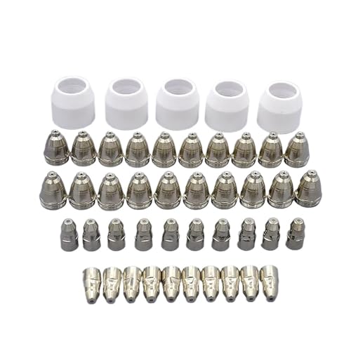 DUOCAI 45PCS Air Plasma P80 Verbrauchsmaterialien Zubehör Elektroden Düse und Keramik Schutzkappe 60A 80A 100A(1.3mm) von DUOCAI