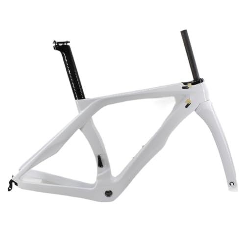 DUOCAI RBK Weiß 700C Racing Rennrad T1100 3K Vollcarbon Fahrradrahmen Gabel + Sattelstütze + Klemme + Steuersatz V-Bremse(Symmetric 0-20 * 200mm 0.01mm,L) von DUOCAI