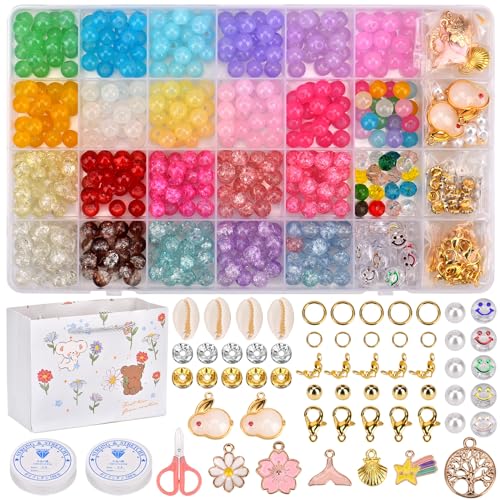 DUOJIN Transparente Farbe Glasperlen DIY Kit, Halskette Schmuck Armband Schmuck Herstellung Kit, Bulk Acryl Gradient Blase Bead, Geburtstag und Festival Schönes für Mädchen von DUOJIN