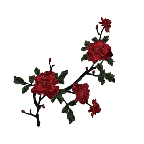 Aufnäher für Kleidung, Stickerei, Spitze, 3D-Blume, Bekleidungsaufnäher, Zweig, Blume, 51 x 34 cm von DUOLAIYUNSO