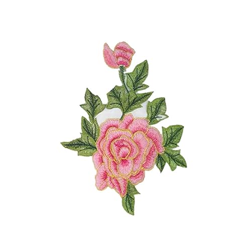 Bestickter Aufnäher, 25 x 18 cm, bestickter Spitzenstoff, ethnische Rose, Blumenaufnäher, rosa von DUOLAIYUNSO