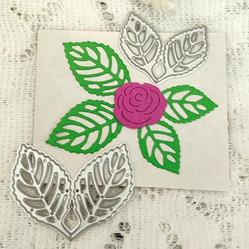 Metall-Stanzformen für Kartenherstellung, Zaun, Gras, Blatt, chinesische Rose, Blume, Metall-Stanzformen für Scrapbooking, Prägung, Handwerk, 5,6 x 4,6 cm von DUOLAIYUNSO