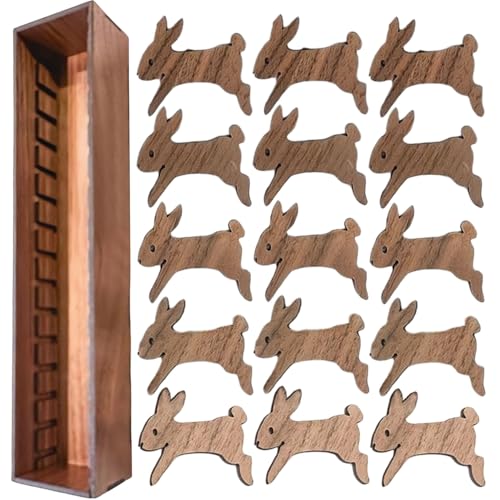 DUOPAI Wooden Animal Bobbin Set, Hölzerne Tiere Zahnseide Spulen, Holzhäschen Spulensatz, Stickerei Zahnseide-Organisator, Tier Stickgarn Kartenwickelbrett, für DIY Nähen Lagerung von DUOPAI