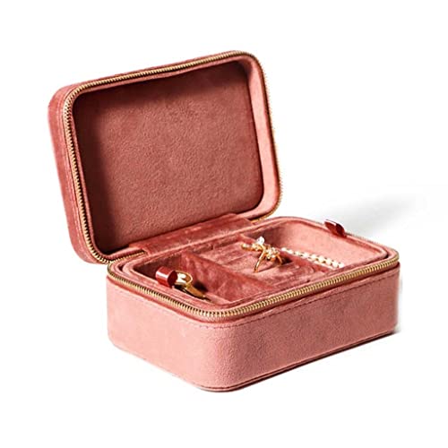 DUPLUSFUN Schmuckschatulle Rechteckige Flanell-Schmuck-Aufbewahrungsbox aus Samt, tragbare Schmuck-Organizer-Box, Ringe, Ohrringe, Halskette, Schmuckschatulle Leicht von DUPLUSFUN