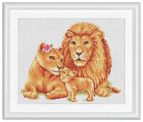 Dutch Stitch Brothers - Gezählter Kreuzstich Kit - DSB007L - Safari Löwe - Leine weiß - 21 x 25 cm - Stick-Kit für Erwachsene von DUTCH STITCH BROTHERS