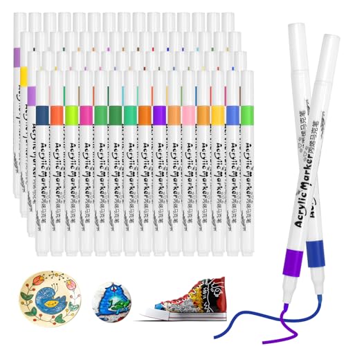 DUTIFUL 60 Farben Acrylstifte für Steine Wasserfest Steine Bemalen Stifte Kinder Acrylic Paint Marker Stifte Steine Bemalen Wasserfest Acrylstifte für Holz Keramik Basteln DIY Fotoalben Stoff von DUTIFUL