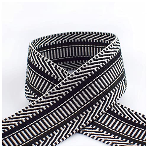 Gurtband Baumwolle 100% Polyester 5 cm 2mm dicke Jacquard-Webbahnen Bänder Bag-Riemenbandbänder for DIY. Kleidung BIAs Bindung Nähzubehör Leinwandrolle(Size:Black) von DUnLap