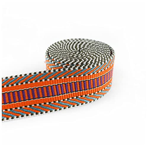 Gurtband Baumwolle 100% Polyester 5 cm 2mm dicke Jacquard-Webbahnen Bänder Bag-Riemenbandbänder for DIY. Kleidung BIAs Bindung Nähzubehör Leinwandrolle(Size:Orange) von DUnLap