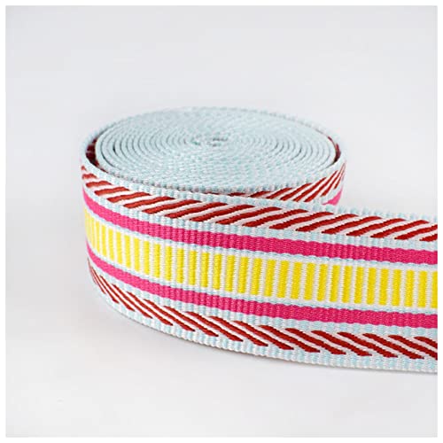 Gurtband Baumwolle 100% Polyester 5 cm 2mm dicke Jacquard-Webbahnen Bänder Bag-Riemenbandbänder for DIY. Kleidung BIAs Bindung Nähzubehör Leinwandrolle(Size:Pink) von DUnLap