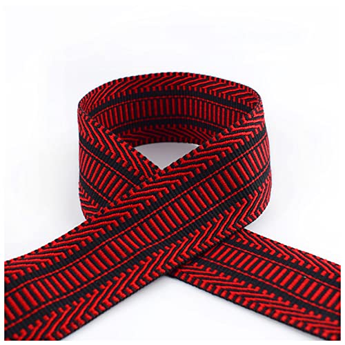 Gurtband Baumwolle 100% Polyester 5 cm 2mm dicke Jacquard-Webbahnen Bänder Bag-Riemenbandbänder for DIY. Kleidung BIAs Bindung Nähzubehör Leinwandrolle(Size:Red) von DUnLap
