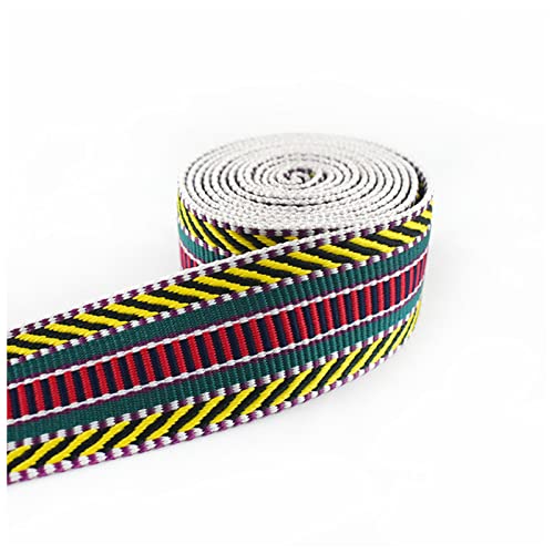 Gurtband Baumwolle 100% Polyester 5 cm 2mm dicke Jacquard-Webbahnen Bänder Bag-Riemenbandbänder for DIY. Kleidung BIAs Bindung Nähzubehör Leinwandrolle(Size:Yellow) von DUnLap
