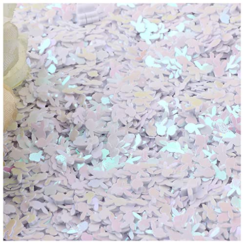 Konfetti 10g Kaninchenkopf Paillettes Lose Pailletten for Handwerk 6mm Glitter Confetti Nägel Kunst Dekoration Pailletten DIY. Nähzubehör Oblique unique konfetti (Size : White) von DUnLap