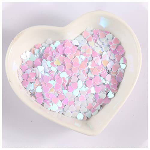 Konfetti 2.7-5.5mm Magic Color Heart Form Pailletten Bunte Konfetti Paillettes Nail Art Decor DIY. Material Spangle Nailart. Oblique unique konfetti (Color : Magic White, Size : 2.7mm) von DUnLap