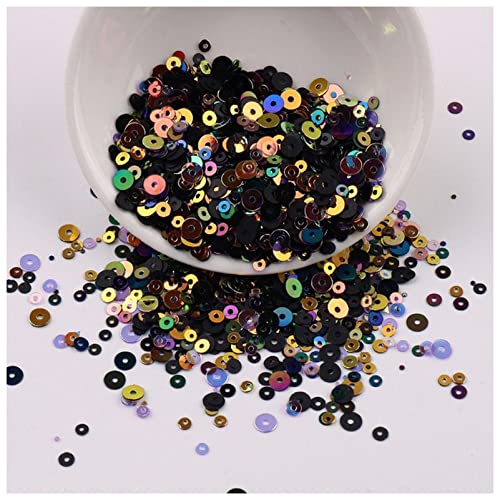 Konfetti 2500 teile/sack Multi Größe 2mm 3mm 4mm flache runde lose pailletten mischen transparent matte farben pailletten paillettes for hochzeit konfetti Oblique unique konfetti (Color : Mix Black von DUnLap