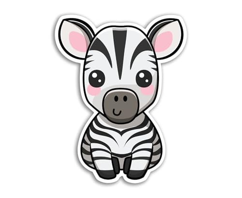 2 x 10 cm Zebra-Vinyl-Aufkleber – Fohlen, Zoo, Safari, Bauernhof, Tier, Kawaii-Charaktere, Kinder, Cartoon, niedliche Mädchen und Jungen, Scrapbook-Aufkleber #81993 von DV DESIGN
