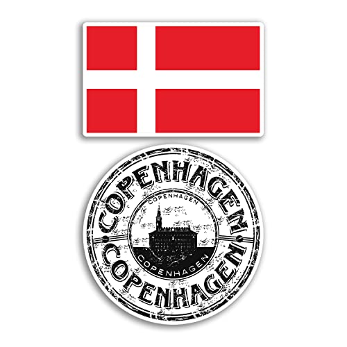 2 x 10 cm breite Kopenhagen Vinyl-Aufkleber – Dänemark Dänische Urlaubsflagge Reise Geschenk #78555 von DV DESIGN