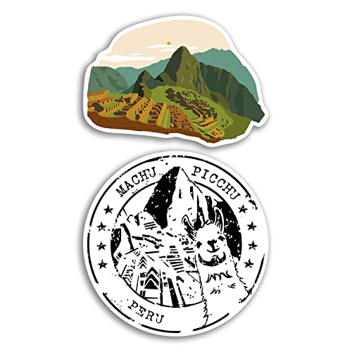 2 x 10 cm breite Machu Picchu Vinyl-Aufkleber – Peru Lama, Sehenswürdigkeiten, Urlaub, Reisen, Abenteuer, Reisekarte, Flagge, Land, Scrapbooking, Geschenk #78746 von DV DESIGN