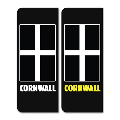 2 x Cornwall Nummernschild-Vinyl-Aufkleber – Kornische Flagge UK Reise Auto Ausland Fahrzeug Nummernschild Europa Aufkleber – Größe 40 mm x 104 mm #82539 von DV DESIGN