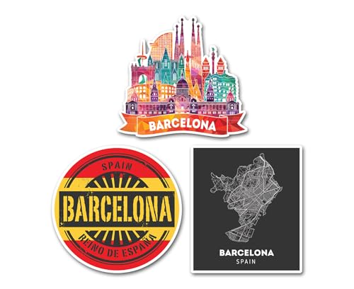 3 x 10 cm Barcelona Vinyl-Aufkleber – Spanische Spanien-Flagge, Reisen, Urlaub, lustig, für Kinder, Mädchen, Jungen, Männer, Frauen, Scrapbook, Aufkleber #82200 von DV DESIGN