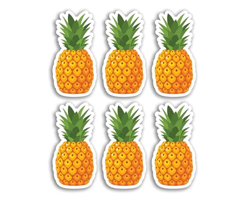 6 x 5 cm Ananas-Vinyl-Aufkleber – Tropische Früchte Lebensmittel Reisegepäck Männer Frauen Jungen Mädchen Design Kleiner Aufkleber Laptop Scrapbooking #29840 von DV DESIGN