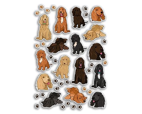 A4 Aufkleber Bogen Englisch Cocker Spaniel Vinyl Aufkleber – Hunde Tier Haustiere Welpen Niedliche Cartoon Illustration Kunst Kinder Scrapbooking Geschenk #81033 von DV DESIGN