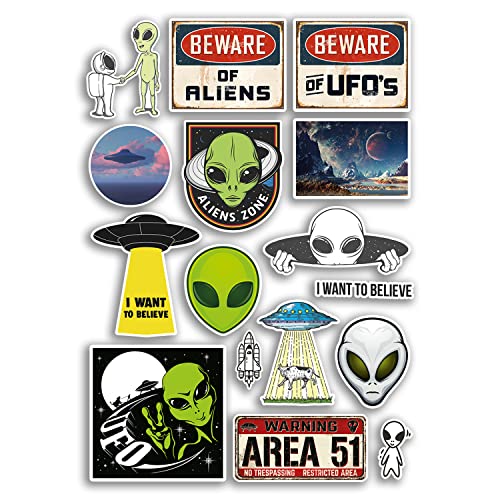 A4-Aufkleberbogen, Alien-Vinyl-Aufkleber, UFO Fun Believe Extra-Terrestrischer Weltraum, Planet, Scrapbooking, Addicted Love Travel Geschenk #78893 von DV DESIGN