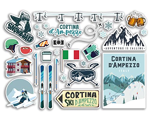 A5 Aufkleber Bogen Cortina d'Ampezzo Vinyl Aufkleber – Italien Skigebiet Berge Snowboard Urlaub Flagge Reise Schnee Sport Gepäck Scrapbooking #79067 von DV DESIGN