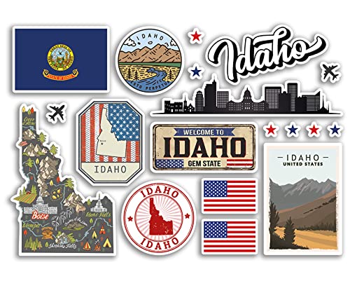 A5 Aufkleberbogen Idaho Sehenswürdigkeiten Vinyl Aufkleber – Amerika Staaten USA American Airport Briefmarken Skyline Flagge Karte Reise Urlaub Scrapbooking Stadt Gepäck #79199 von DV DESIGN