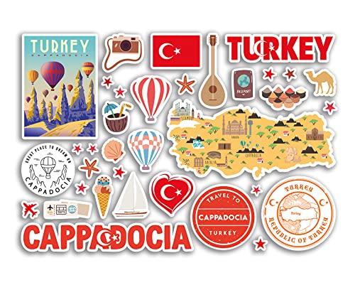 A5 Aufkleberbogen Kappadokien Sehenswürdigkeiten Vinyl Aufkleber – Türkische Türkei Briefmarken Skyline Flagge Reise Urlaub Karte Stadt Scrapbook Ästhetisch #80511 von DV DESIGN