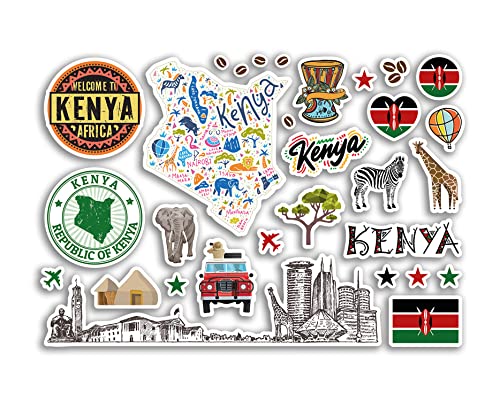 A5 Aufkleberbogen Kenia Sehenswürdigkeiten Vinyl Aufkleber – Land Afrika Karte Flughafen Briefmarken Skyline Flagge Reise Urlaub Scrapbook Ästhetisch #80054 von DV DESIGN