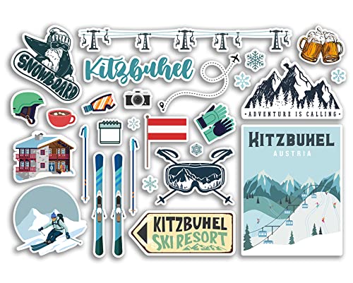 A5 Aufkleberbogen Kitzbuhel Vinyl Aufkleber - Österreich Österreich Ski Resort Berge Snowboard Urlaub Flagge Reise Schneesport Gepäck Scrapbooking #79060 von DV DESIGN