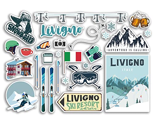 A5 Aufkleberbogen Livigno Vinyl Aufkleber - Italien Italien Ski Resort Berge Snowboard Urlaub Flagge Reise Schnee Sport Gepäck Scrapbooking #79066 von DV DESIGN