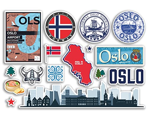 A5 Aufkleberbogen Oslo Sehenswürdigkeiten Vinyl Aufkleber - Norwegen Norwegen Norwegen Flughafen Briefmarken Skyline Flagge Reise Urlaub Scrapbooking Stadt Gepäck #79124 von DV DESIGN