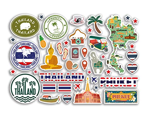 A5 Aufkleberbogen Phuket Sehenswürdigkeiten Vinyl Aufkleber – Thailand Asien Meer Briefmarken Skyline Flagge Reise Urlaub Karte Stadt Scrapbook Ästhetisch #80532 von DV DESIGN