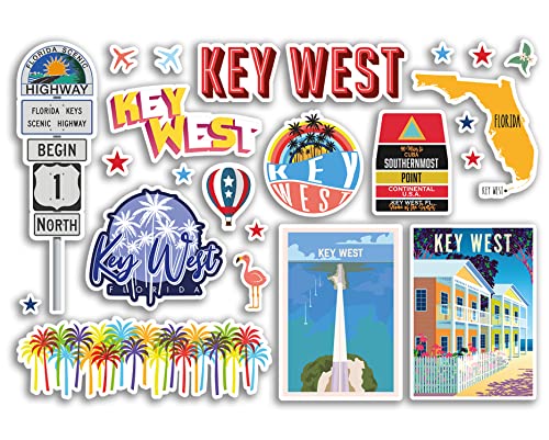 A5 Aufkleberbogen Schlüssel West Sehenswürdigkeiten Vinyl Aufkleber – Florida Amerika States USA American Airport Briefmarken Skyline Flagge Karte Reise Urlaub Scrapbooking Stadt Gepäck #79152 von DV DESIGN